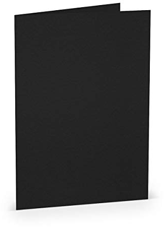 PAPERADO 50 Faltkarten DIN A5 Schwarz gerippt - Doppelkarten vorgefaltet blanko 220 g/m² - 14,8 x 21 cm - Klappkarten Basteln Einladungskarten Hochzeit Kommunion