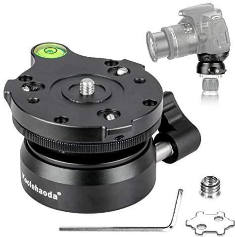 Koolehaoda Stativ Nivellierbasis, Nivellier Kugelkopf mit 1/4 Gewinde und Versatz-Wasserwaage für Canon, für Nikon, für Sony DSLR-Kameras
