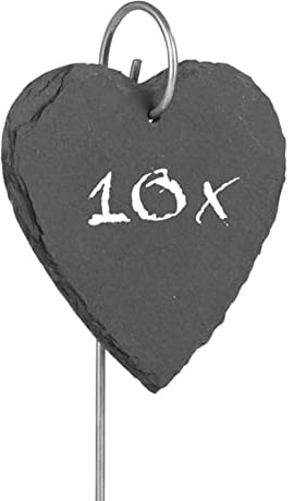 Hoberg Étiquettes Plantes en ardoise - Set de 10 | Résistant aux intempéries, réutilisable | Inscription individuelle de plantes & herbes | Avec piquet de terre en acier | 10 x 10 x 0,5 cm [cœur]