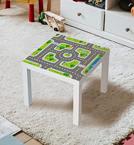 MyMaxxi | selbstklebende Tischfolie blasenfrei verkleben Auto Spielstraße groß 01 Spielfolie kompatibel mit IKEA Lacktisch 78 x 78cm Aufkleber Sticker Kinderzimmer Spieltisch Brettspiele