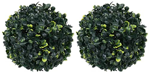 vidaXL 2X Buchsbaumkugel Künstlich Dekopflanze Buchskugel Kunstpflanze Buchsbaumkugeln Kunstbaum Zimmerpflanze Grünpflanze Deko 22cm