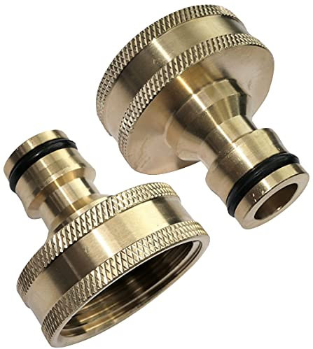 AERZETIX - Juego de 2 Conectores/adaptadores de Grifo 1'' en Lado Hembra Rosca Interna y 1'' en Lado Macho - Nariz de Grifo - Racor rápido para Manguera de riego - Metal - C48583