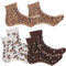 Amosfun 3 Pairs Autumn Winter Warm Stockings Leopard Centre Tube Socks Thick Socks for Girls Women braun, Khaki, Beige, 1 Pair Each Party Decoration