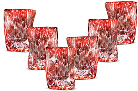 Gocce di Murano 6 Bicchieri Acqua Lavorati Secondo la Tradizione degli Artigiani di Murano, Bicchiere Soffiato e Lavorato a Mano 300 ml - Calici Acqua Eleganti e Preziosi