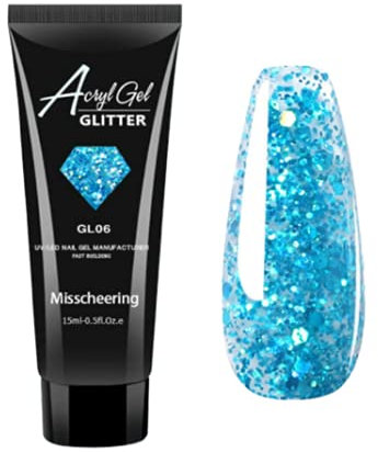 MISSCHEERING Poly Nail Gel Nails Builder Acryl Gel Polygel nail Kit 15ml for Glitter Nail Extension Gel Style Mix UV LED Polish Easy Trendy Beginner DIY Nail Art 5pcs / 10 Pcs Kits (GL 06 GEL ONLY)