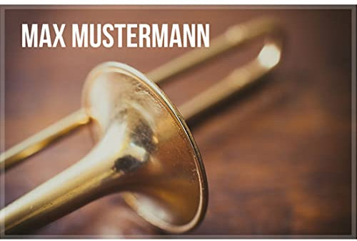 Manutextur Fußmatte mit Namen - Motiv Posaune - viele Musik-Motive - Schmutzfangmatte personalisiert - Größe 50x80 cm - persönliches & individuelles Geschenk