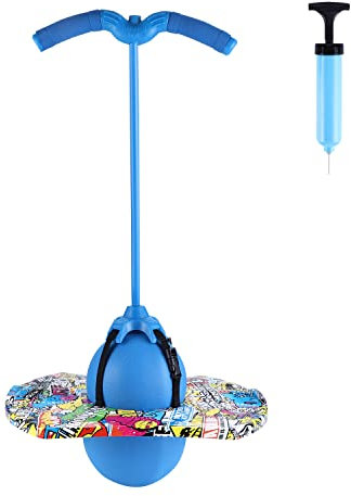 Qchomee Ballon Sauteur Pogo Stick Jumper Bâton Fitness Adulte de Gym Sport Boule Sautante Antidéflagrant Lolo Ball avec Poignée Planche d'équilibre Pour Maison Ecole Extérieur