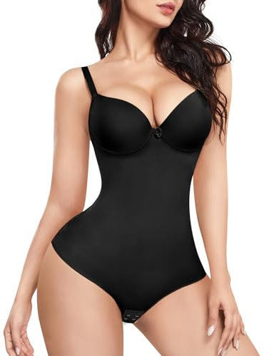 KUMAYES Donna Body Shaper Contenitivo Snellente Dimagrante Corsetto Modellante Intimo Contenitivo Shaping Aperto Busto Shapewear (Nero, L)