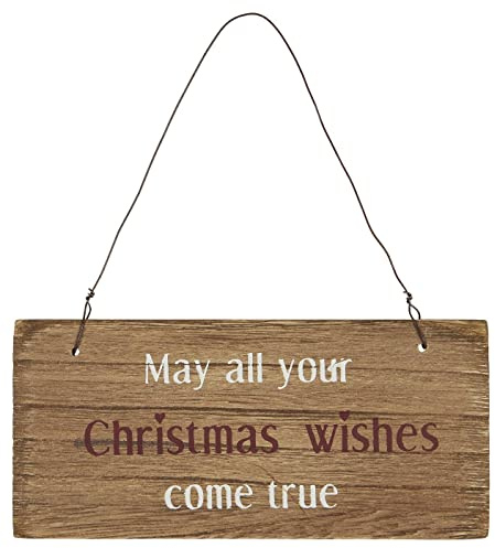 IB Laursen Weihnachtsschild Holzschild Happy Christmas Wishes L15x7cm