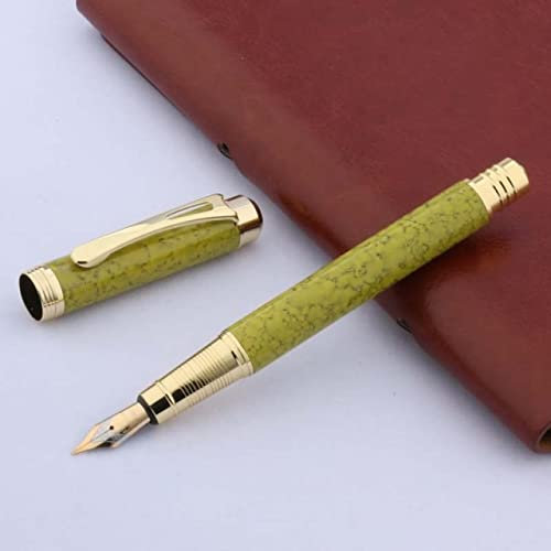 Fountain PenMetal Pen Stylish Office Golden Green Marble Classic Gift Fountain Pen School Student Office GiftsSmooth Flow