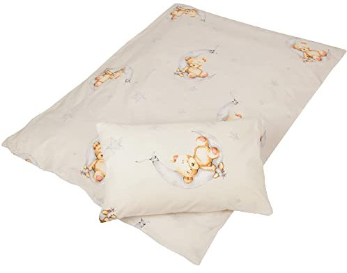 Kinder Betten-Set inkl. Bettwäsche 2-tlg (100x135cm / 40x60cm) Bettdecken Set, Bettbezug aus 100% Baumwolle - Steppbett waschbar bei 95°C