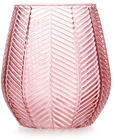 AmeliaHome Vase 12 x 13,5 cm Vase décoratif en Verre Décoration Vitoria Rose poudré
