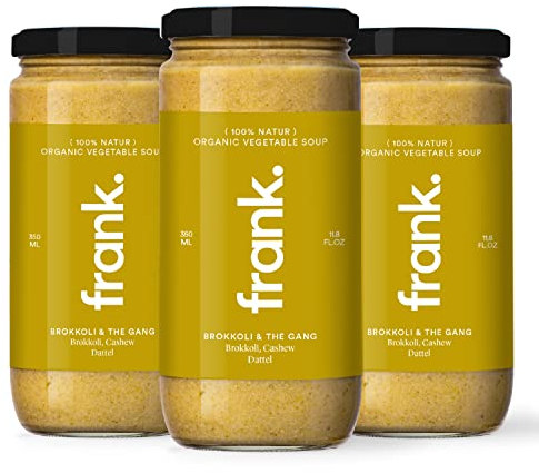 FRANK SOUP I Brokkoli Suppe I 12 x 350ml I Bio Suppen Im Glas I Vegan & Bio Qualität I Aus Frischem Gemüse I Ohne Zucker Zusatz & Zusatzstoffe I Nachhaltig Verpackt I Clean Eating Geeignet