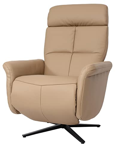 Mendler Relaxsessel HWC-L10, Design Fernsehsessel TV-Sessel Liegesessel, Liegefunktion drehbar, Voll-Leder - Taupe