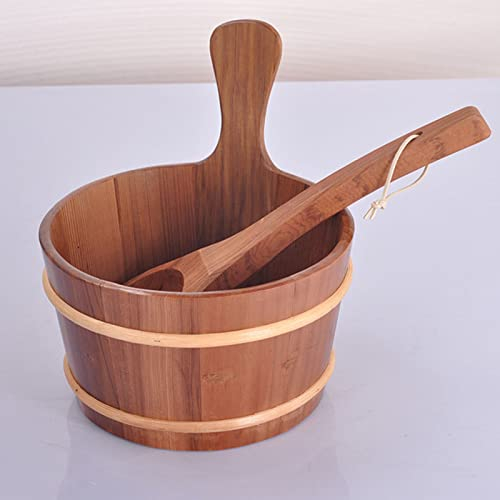 Ensemble de Seau de Sauna en Bois de cèdre avec Seau de Sauna Comprenant Insert et louche de Sauna, Accessoires de Sauna, Seau de Sauna