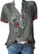 JiJiRuDU Bluse Damen Sommer Kurzarm Oberteile Tshirt V-Ausschnitte Elegant Sommershirts Mode Lose Damenblusen Knopfleiste Blumen Drucken Hemdbluse T-Shirt Tops Henley Hemd Basic Shirts
