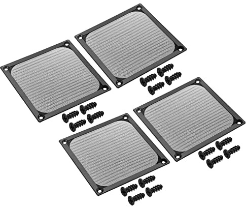 PATIKIL 120mm Lüfter Filter Gitter mit Schrauben 4Pack Aluminum Rahmen Edelstahl Netz Staubdichte Abdeckung für Computer Gehäuse Schwarz