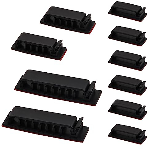 10 Pièces Clips de Câble Auto-adhésifs, Management de Cordon, Organiseur de Fils Electriques, Bureau Gestion des Câbles Clips pour PC TV Ordinateur Portable Câble Ethernet Maison Bureau Voiture