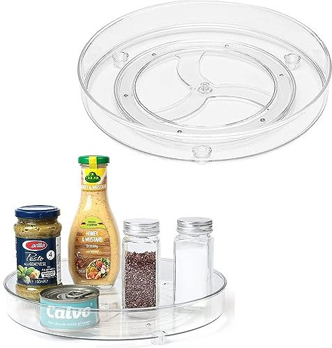 Voarge Drehteller Kühlschrank Organizer,Küche Gewürzregal Drehplatte, Küchen Kühlschrank Organizer 360° Drehbares Lazy Susan Drehteller für Gewürze und Backzutaten (einstöckig)
