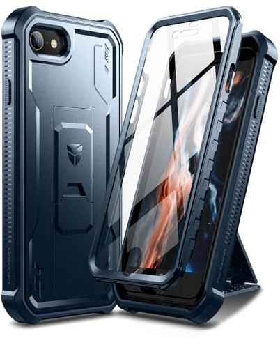 Dexnor for Apple iPhone 7/8/SE(2020/2022) Case, [Built in Screen Protector and Kickstand] Heavy Duty Military Grade Protection Shockproof Protective Cover for Apple iPhone 7/8/SE(2020/2022)-Navy Blue