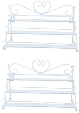 Cabilock Makeup Storage Organizer Box 2pcs metal organizer shelf table top display stand Nail Polish Organizer Nail Polish Holder Nail rack white wrought iron Cosmetic Organizer Case