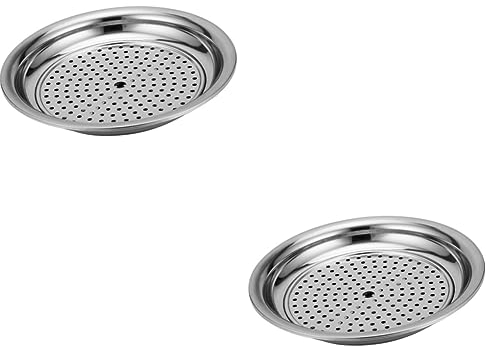 Warmhm 2 Stück Abtropfschale Eierablage Mikrowelle Gemüsedampfgarer Edelstahl-Kochgeschirr Pommes Frites Garnelenteller Dampfgarerkorb Dampfgartopf Edelstahl-Kühlplatte