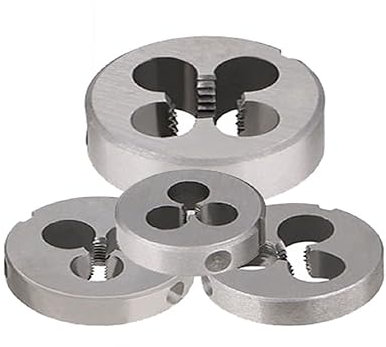 Vetrineinrete® Set di 4 filiere tonda per filettature filiera metrica in acciaio M4 M5 M6 M8 filettatura