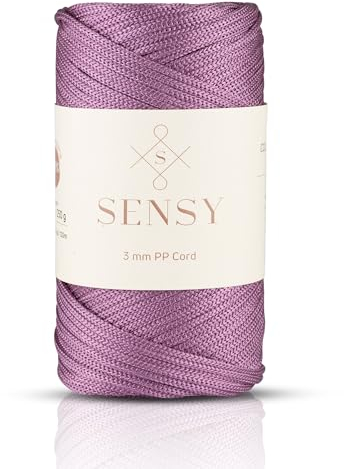 Sensy - Cuerda de Macramé y Ganchillo de 3 mm, 131 Yardas, 100% Polipropileno (Ciruela)