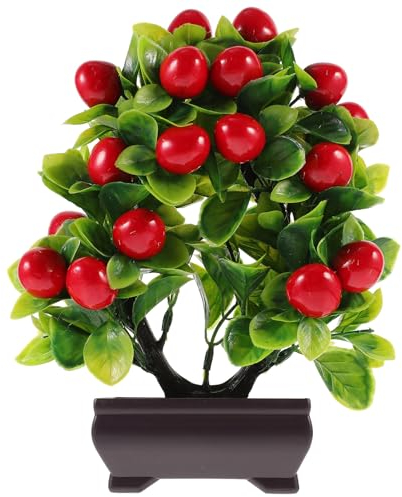Cabilock Lebensechter Bonsai-Baum Künstliche Topfblumen Kirschbaum Aus Kunststoff Gefälschter Obstbaum Simulation Realistische Gefälschte Bonsai Kirschbonsaibaum Haushalt Strauß Plastik