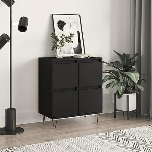 Higsose Sideboard Schwarz 60x35x70 cm Holz Sideboard Schlafzimmer Kommode Schubladen Comoden Schrank Komodenschrank Schmal Kommoden Schrank Kommode