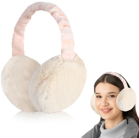 mizikuu Winter Ohrenwärmer Damen, Ohrenschützer Warme Faltbare Earmuffs Einstellbare Ohrabdeckungen Plüsch Ohrenmuscheln Kälteschutz Winterzubehör für Frauen Mädchen weiß