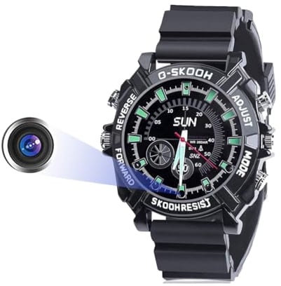HopeGem Espion Montre Cachée Caméra - Mini Petite Caméras HD 1080P Carte Mémoire 32G Intégrée Spy Cam(W1000)