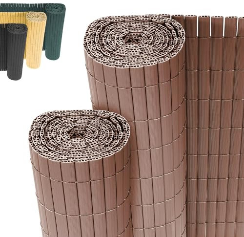 Jopassy Brise-vue en PVC - Marron - Trois renforts nervurés - Résistant aux UV - Anti-moisissure et facile d'entretien - Renforcé - Forte intimité - Pour jardin, balcon, terrasse - 1 x 3 m