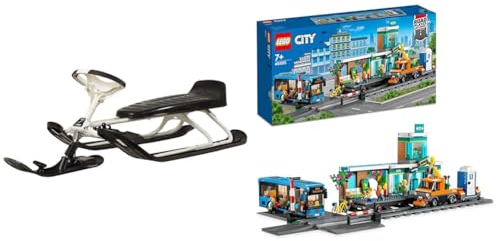 STIGA Snowracer King Size GT Großer Lenkschlitten mit Bremsen für 2 Kinder oder mit Erwachsene & LEGO 60335 City Bahnhof