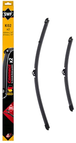 SWF Connect Wischer – K02 – Kit Aus in Deutschland Hergestellten Flachbalkenwischern Für Optimale Wischleistung 600mm/475mm – Vorne – 2er-Set, Black