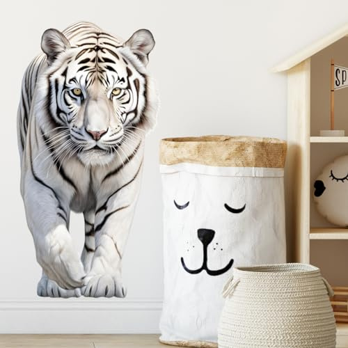 Wandtattoo Weißer Tiger Wandsticker Wanddeko für Wohnzimmer Schlafzimmer Sofa Hintergrund,Wandaufkleber Kinderzimmer Mädchen und Jungs,Wandaufkleber Diy Wandkunst Dekor