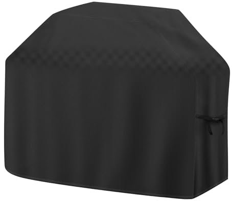 BBQ Grill Cover, Gas Barbecue Cover Waterproof, Barbecue Cover with Adjustable Straps for Weber, Genesis, Charbroil, Brinkmann, Nexgrill and More, 155L x 66W x 112H cm, Black
