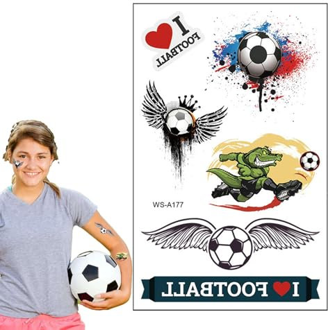 Sports Stickers for Kids, Football Team Stickers, Football Stickers Sports Stickers - 10 Waterproof Body and Face Stickers, Football Team Decal, S