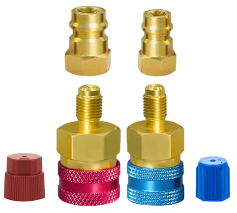 Saipor 2Pcs R1234YF Quick Couplers Kit, R1234yf to R134a Conversion Adapters High/Low Side Quick Coupler Adapter AC Hose Fitting Connectors for R1234yf Car Ac System Evacuation Recharging