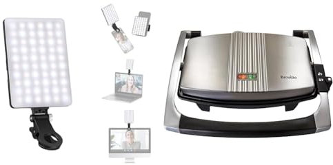 NEEWER Selfie Light with Front & Back Phone Clip, High Power 60 LED 2000mAh Rechargeable CRI 95+ & Breville Sandwich/Panini Press & Toastie Maker | 3-Slice | Non-stick-coated aluminium plates