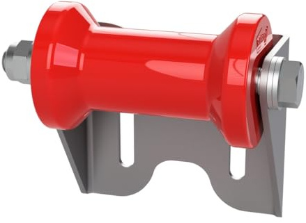 SUPROD Polyurethan Kielrolle mit Halter U Sliprolle Bootstrailer Sliphilfe Spulenform verzinkt 125 mm, rot