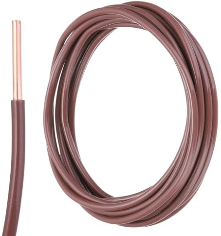 sourcing map 10 Feet Electrical Wire Insulated Solid Copper 10 AWG Hook Up Wire Cable THHN Wire Residential, Industrial, Grounding, Electrical Rated for 600 Volts,UL listed,Brown
