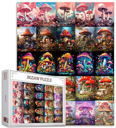 Magic World 1000 Stück Puzzles für Erwachsene Giant MushroomsPuzzle Urban Living Modern Style Art 27 x 20 Zoll Puzzles für herausfordernde Familie Aktivität Spiel DIY Puzzle Wanddekoration