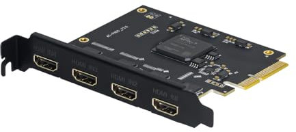 UNISHEEN Quad HDMI PCIe Video Capture Card - Work in 4 Channels Simultaneously, Support Linux/Win11, Built-in Capture Card