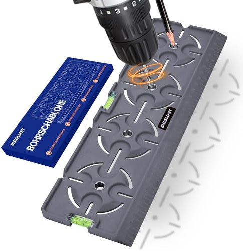WEGLUST Plantilla de perforación con nivel de burbuja y regla, herramienta multifuncional para enchufe, caja empotrada e instalación eléctrica en paneles de yeso (gris)