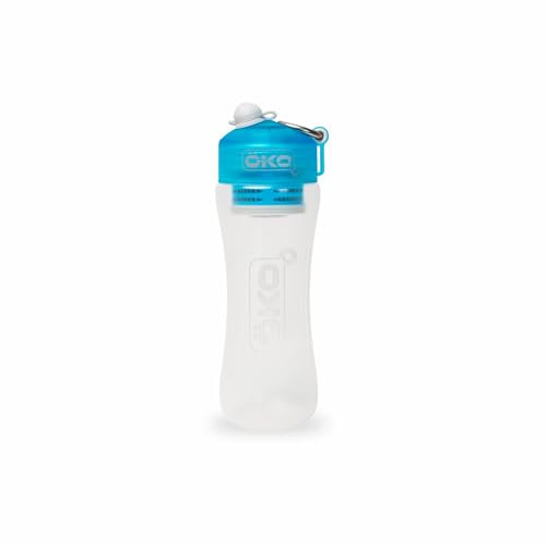 Gourde filtrante ÖKO bleue ciel 650 ml pour rendre saine l'eau non potable et ôter virus, pesticides, bactéries, protozoaires, chlore, herbicides, PFAS, plomb, fluor, micro plastiques…