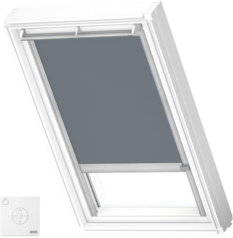 VELUX Solar Verdunkelungsrollo, graue Schienen, MK06, Blaugrau