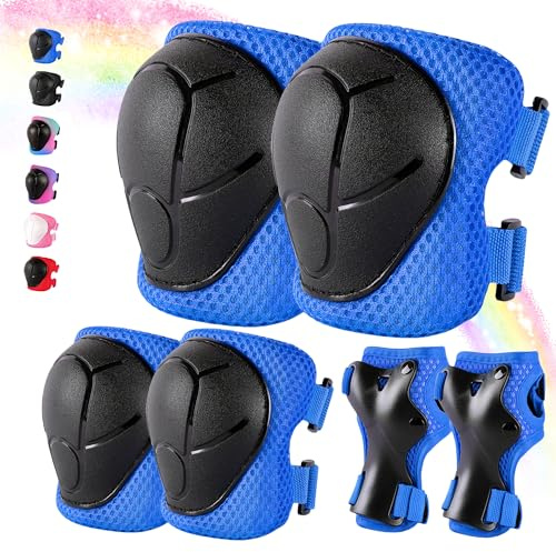 Knieschoner Kinder 3-14 Jahre,6-TLG.mit Ellbogen- und Handgelenkschutz passend für Jungen und Mädchen,Kinder Knieschoner Set für Inliner Skates Scooter Fahrrad Rollschuhe
