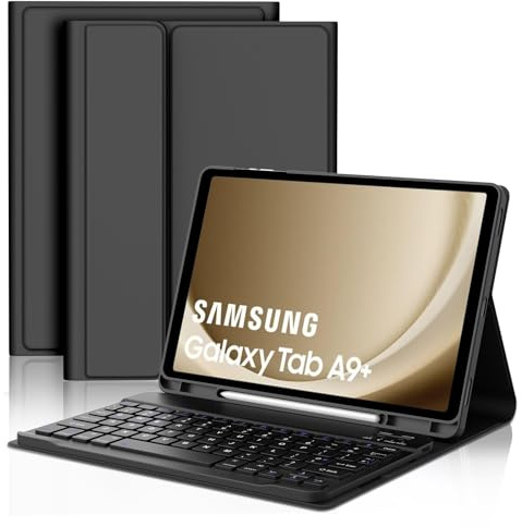 FOGARI Keyboard Case for Samsung Galaxy Tab A9 Plus/A9+ (SM-X210/X216/X218) | UK Layout Bluetooth Keyboard Slim Smart Cover for Samsung Galaxy Tab A9 Plus/A9+ 11 inch 2023, Black