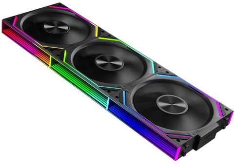 Jungle Leopard Interstellar-V2RS Daisy Chain RGB PC Lüfter 120MM 3er Pack,1850RPM/68CFM/2.4mmH2O,5V3PIN ARGB und 12V4PIN PWM Lüfter (Schwarz)